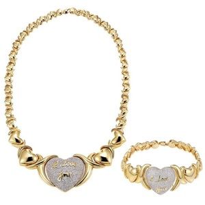 Gold filled xoxo necklace and bracelet set